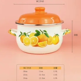 ⁦Enamel Orange Pot Belly Pot⁩ - الصورة ⁦7⁩